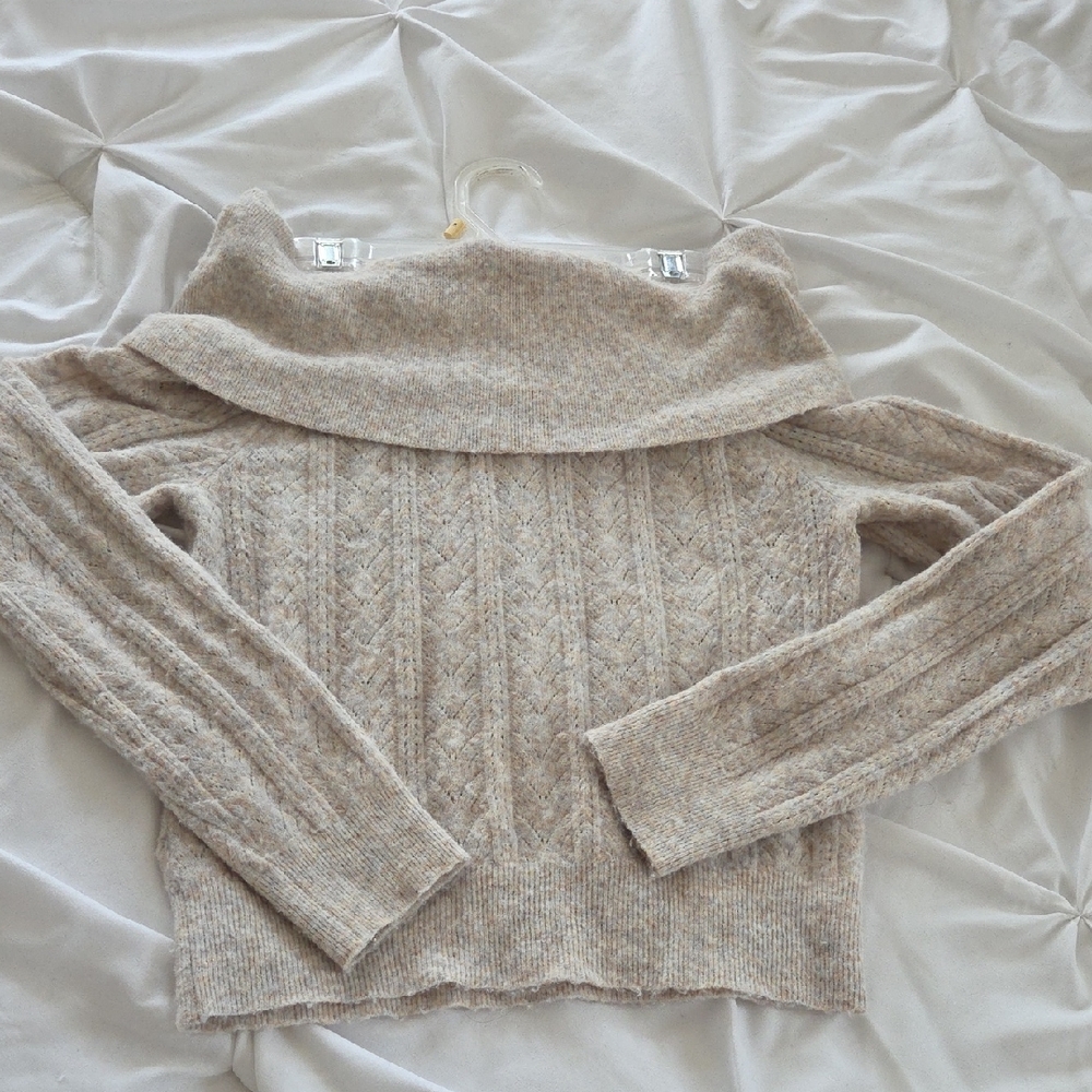 Jessica Simpson Off-the-Shoulder Cream Sweater